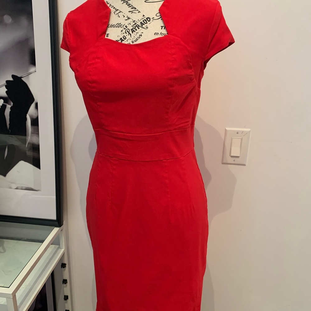 Grace Karin Red Sheath Mini Dress with Cap Sleeves